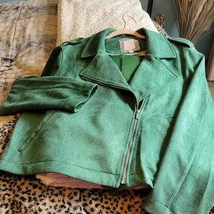 Lauren Conrad Faux-Suede Green Moto Jacket